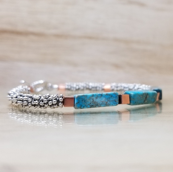 Sky Blue Imperial Jasper Beaded Gemstone Br - Picture 2 of 8